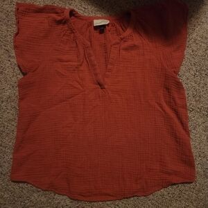 Universal Thread Rust V-Neck Flutter Sleeve Blouse